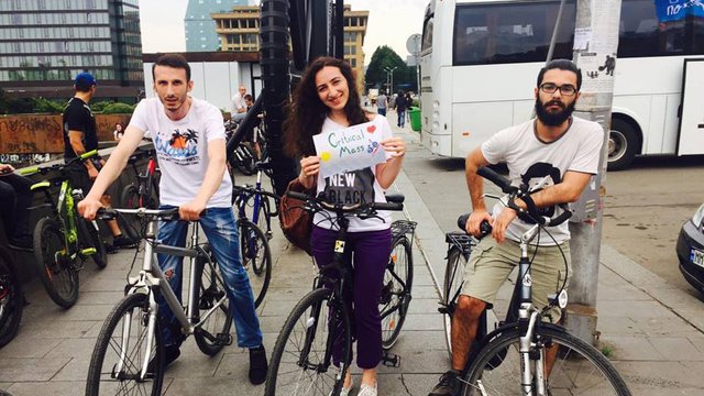 first participants who learned how to ride bicycle on monthly bicycle ride held by Tbilisi Bicycle Group "Critical mass"