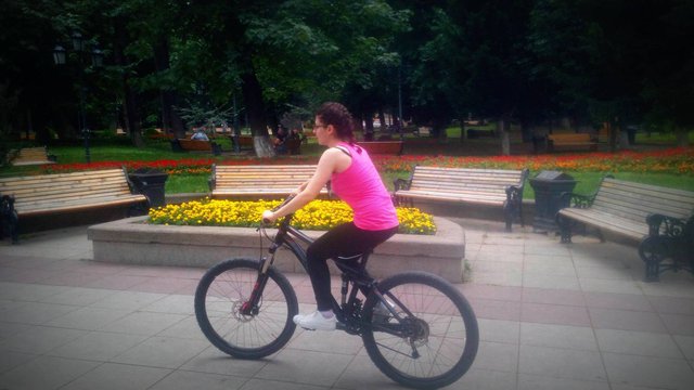 Salome learning cycling skills :)